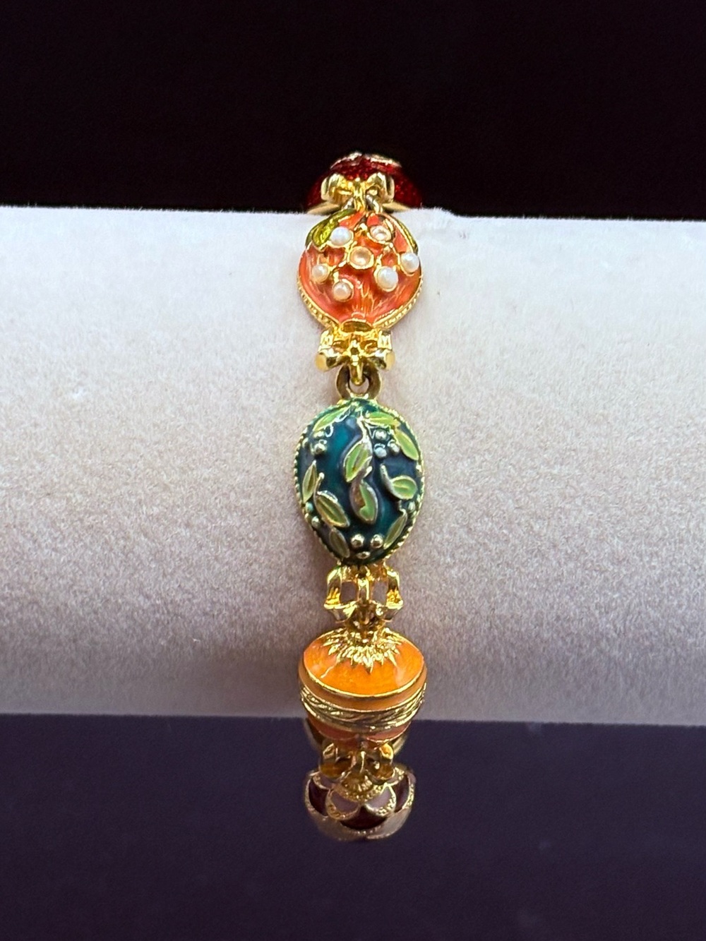 Signed Joan Rivers Faberge Egg Bracelet Enamel Crystal Russian Imperial